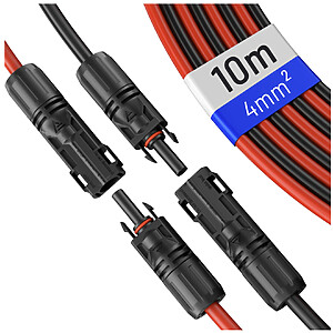 10m Solarkabel Verlängerung 4mm2 Schwarz:rot