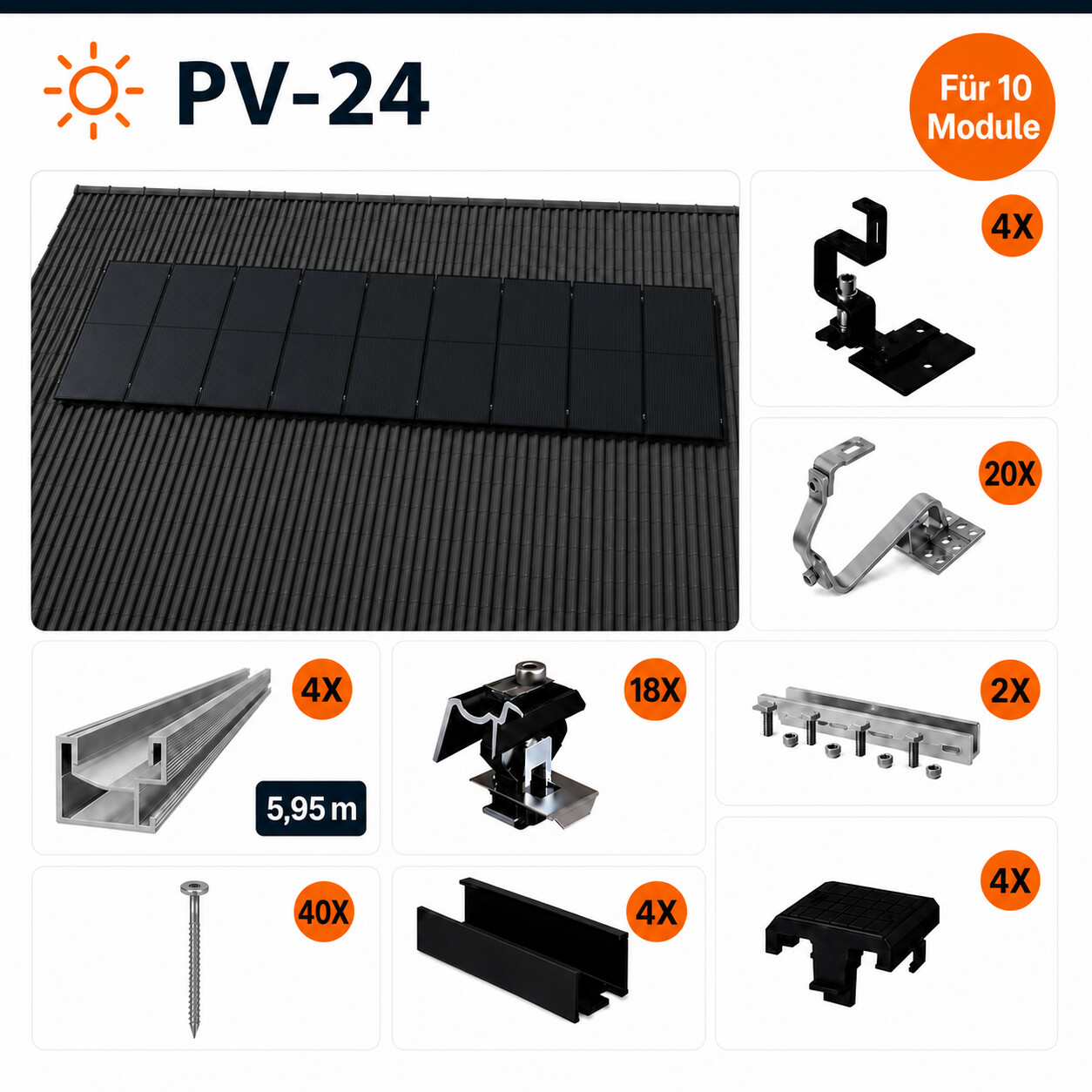 Montageset Für 10 Module Montageset Für 10 Module